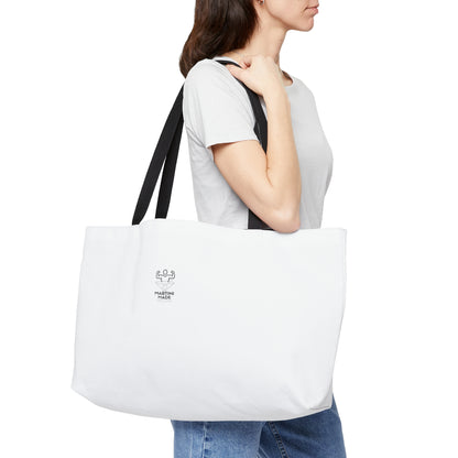 White Weekender Tote Bag W/ Black