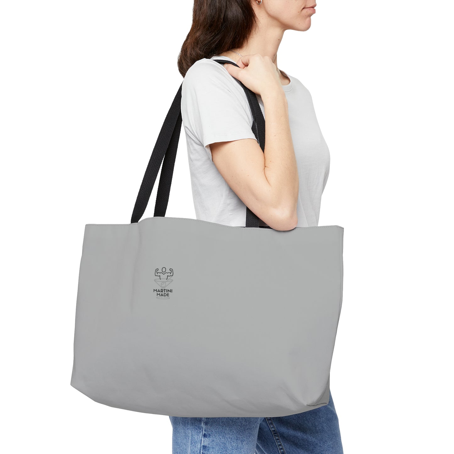 Grey Weekender Tote Bag W/ Black