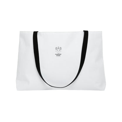 White Weekender Tote Bag W/ Black